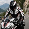ZZF White & Black Motorcycle Racing Leather Jacket – CE Armored Cowhide Jacket