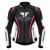 ZZF Women’s Premium Leather Motorcycle Riding Jacket – Black Pink White | Protective Biker Jacket