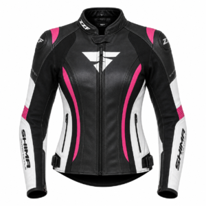 ZZF Women’s Premium Leather Motorcycle Riding Jacket – Black Pink White | Protective Biker Jacket