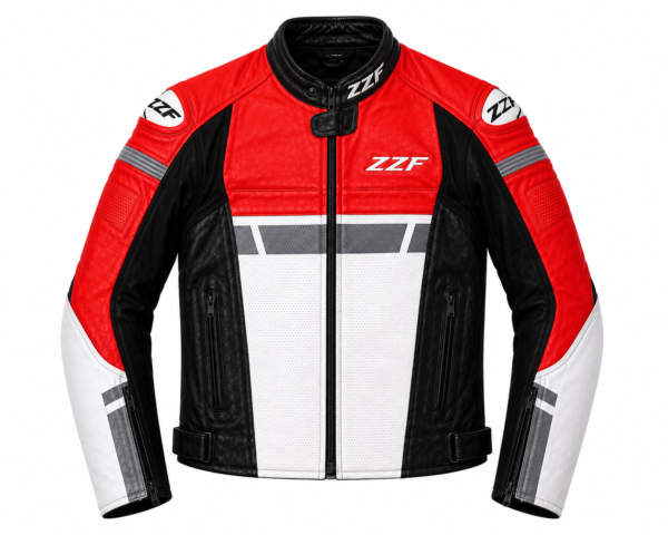 ZZF Red & Black Motorcycle Leather Jacket