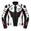 ZZF White & Black Motorcycle Racing Leather Jacket – CE Armored Cowhide Jacket
