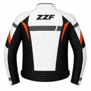 ZZF White & Black Motorcycle Leather Jacket