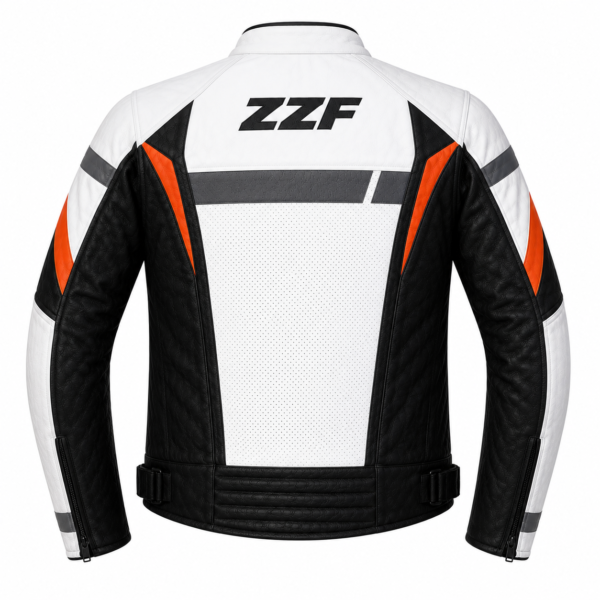 ZZF White & Black Motorcycle Leather Jacket