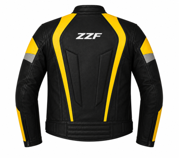 ZZF Black & Yellow Motorcycle Leather Jacket