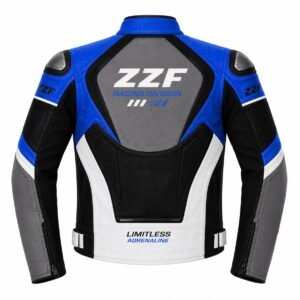 ZZF Blue & Black Motorcycle Racing Leather Jacket