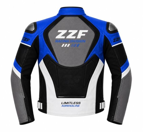 ZZF Blue & Black Motorcycle Racing Leather Jacket