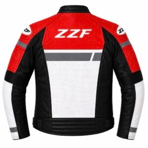 ZZF Red & Black Motorcycle Leather Jacket