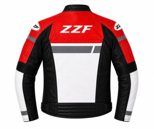 ZZF Red & Black Motorcycle Leather Jacket