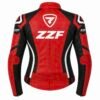 ZZF Women’s Red Leather Motorcycle Racing Jacket – Genuine Leather Protective Riding Jacket