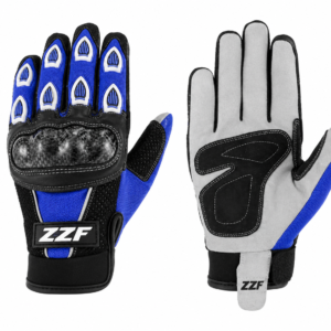 ZZF Blue Motocross Gloves – Full Finger Motorcycle Riding Gloves with Carbon Knuckle Protection