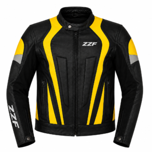 ZZF Black & Yellow Motorcycle Leather Jacket