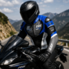 ZZF Blue & Black Motorcycle Racing Leather Jacket