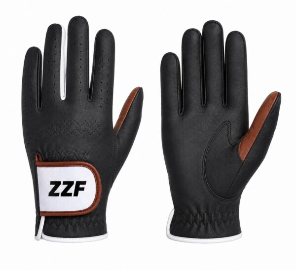 ZZF Black Leather Golf Gloves – Premium Cabretta Leather | Men’s Performance Golf Gloves