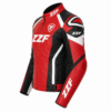 ZZF Women’s Red Leather Motorcycle Racing Jacket – Genuine Leather Protective Riding Jacket