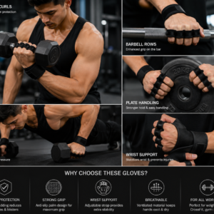 ZZF Pro Weight Lifting Gym Gloves – Half Finger Workout Gloves with Anti-Slip Grip & Padded Palm