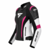 ZZF Women’s Premium Leather Motorcycle Riding Jacket – Black Pink White | Protective Biker Jacket