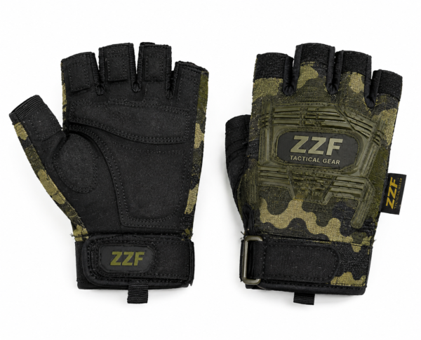 ZZF Tactical Fingerless Military Gloves | Hard Knuckle Outdoor Combat Gloves