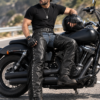 ZZF Black Leather Motorcycle Chaps – Fringe Biker Riding Leg Chaps for Men
