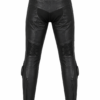 Women’s Black Leather Motorcycle Pants with Knee Protection – Biker Riding Trousers