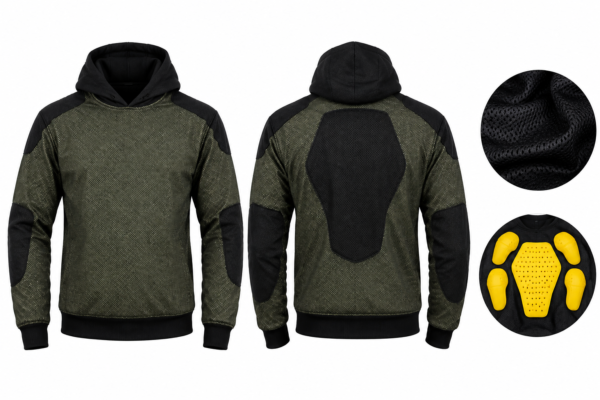 0A7E7C8F-F4EB-4DCC-A7C5-5D1F91FC0EDD DuPont™ Kevlar® Fleece Motorcycle Hoodie – Coolmax® Mesh & CE Armor
